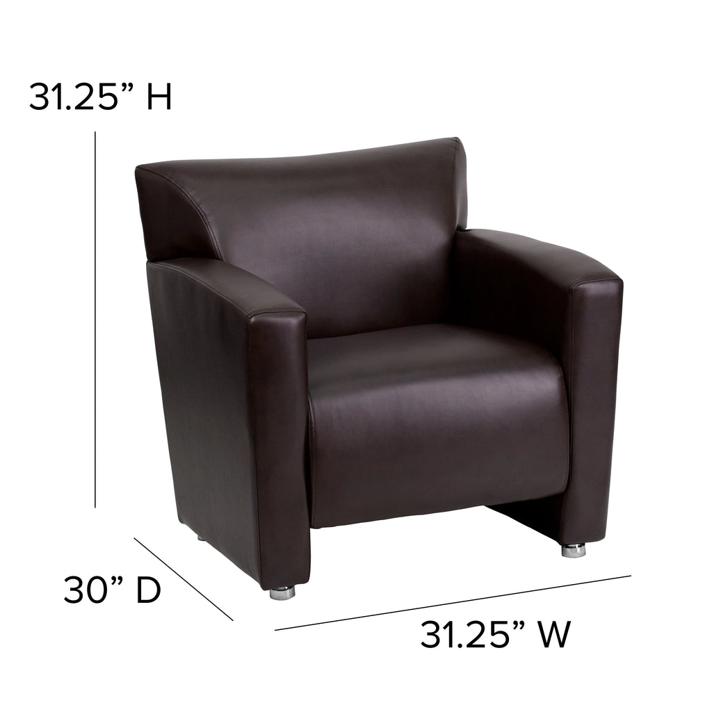 Brown LeatherSoft Chair with Extended Panel Arms T63997
