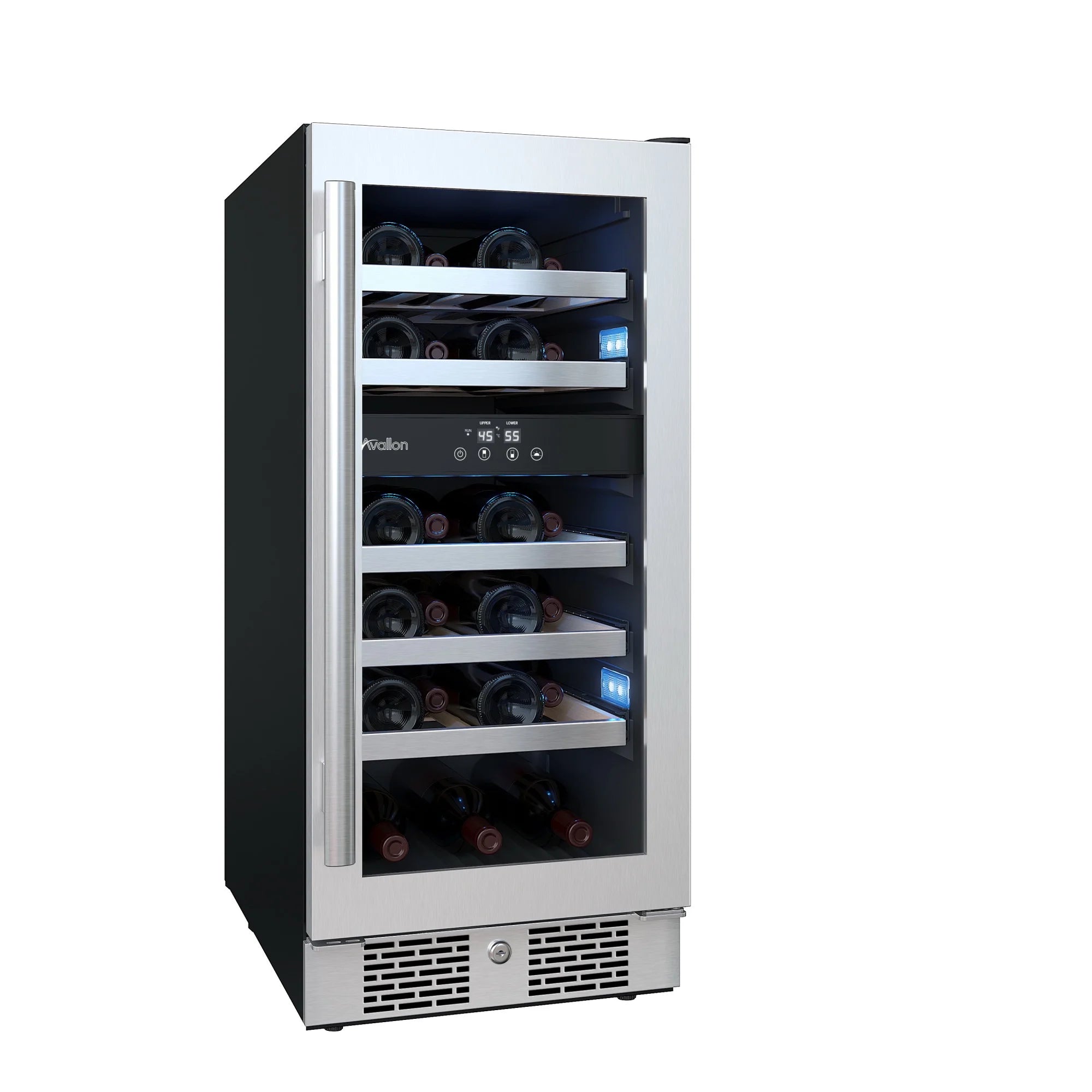 15" Wide 23 Bottle Dual Zone Stainless Steel Wine Cooler B883
