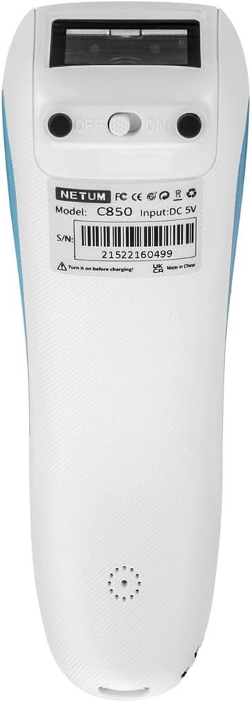 Mini Wireless 2D QR Barcode Scanner, Bluetooth Portable Pocket Small 1D 2D Bar Code Reader, White E9905