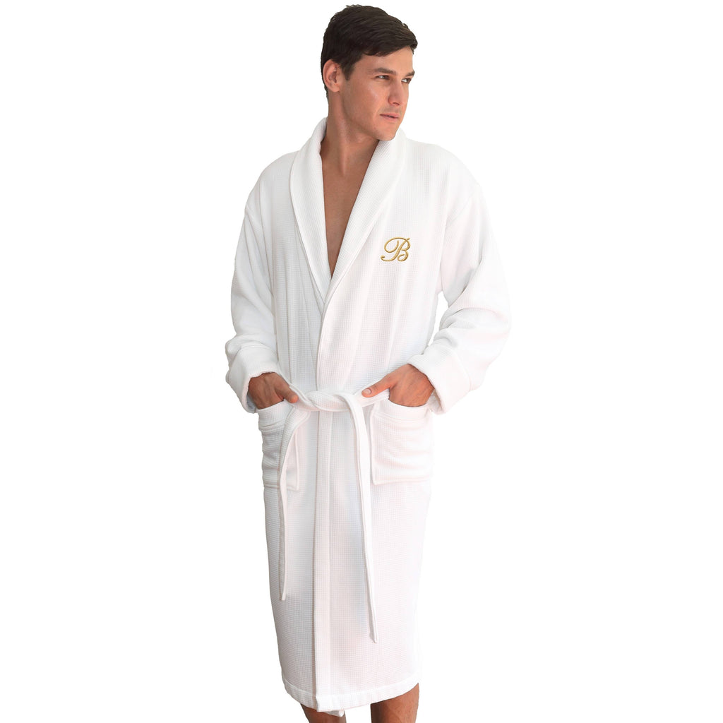 Gold Turkish Cotton Waffle Weave Terry Bath Robe Z484620