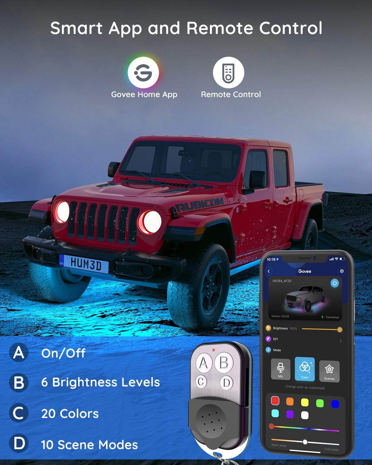 Smart Under Car Lights with App Control, RGBIC, Pack of 2 M880699