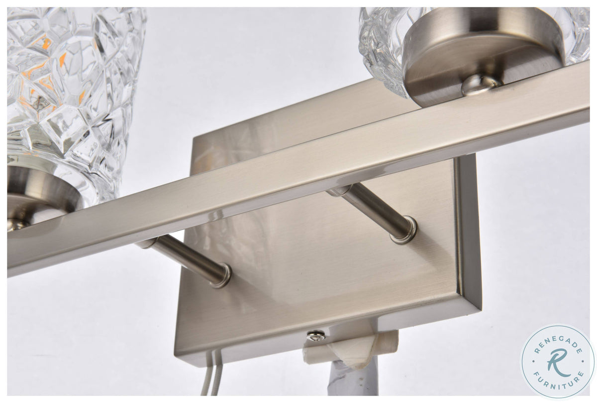 4 Lights Bath Sconce in Stain Nickel with Clear Shade L64887