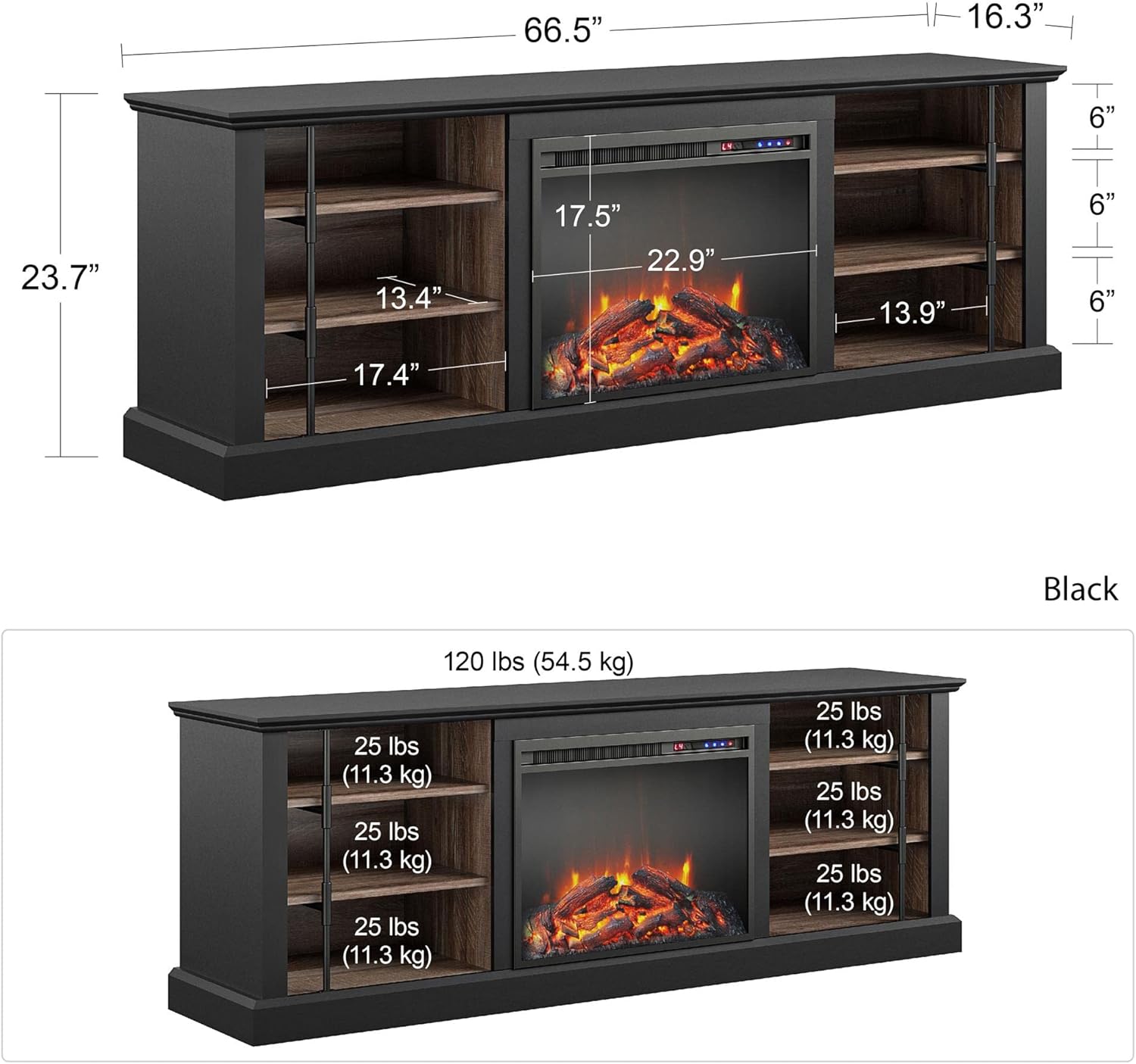 Black Fireplace Stand for TVs up to 70" C883533
