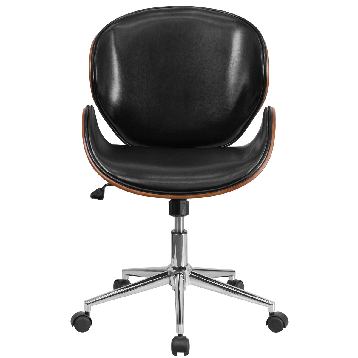 Black Leather Mid-Back Office Chair J324488