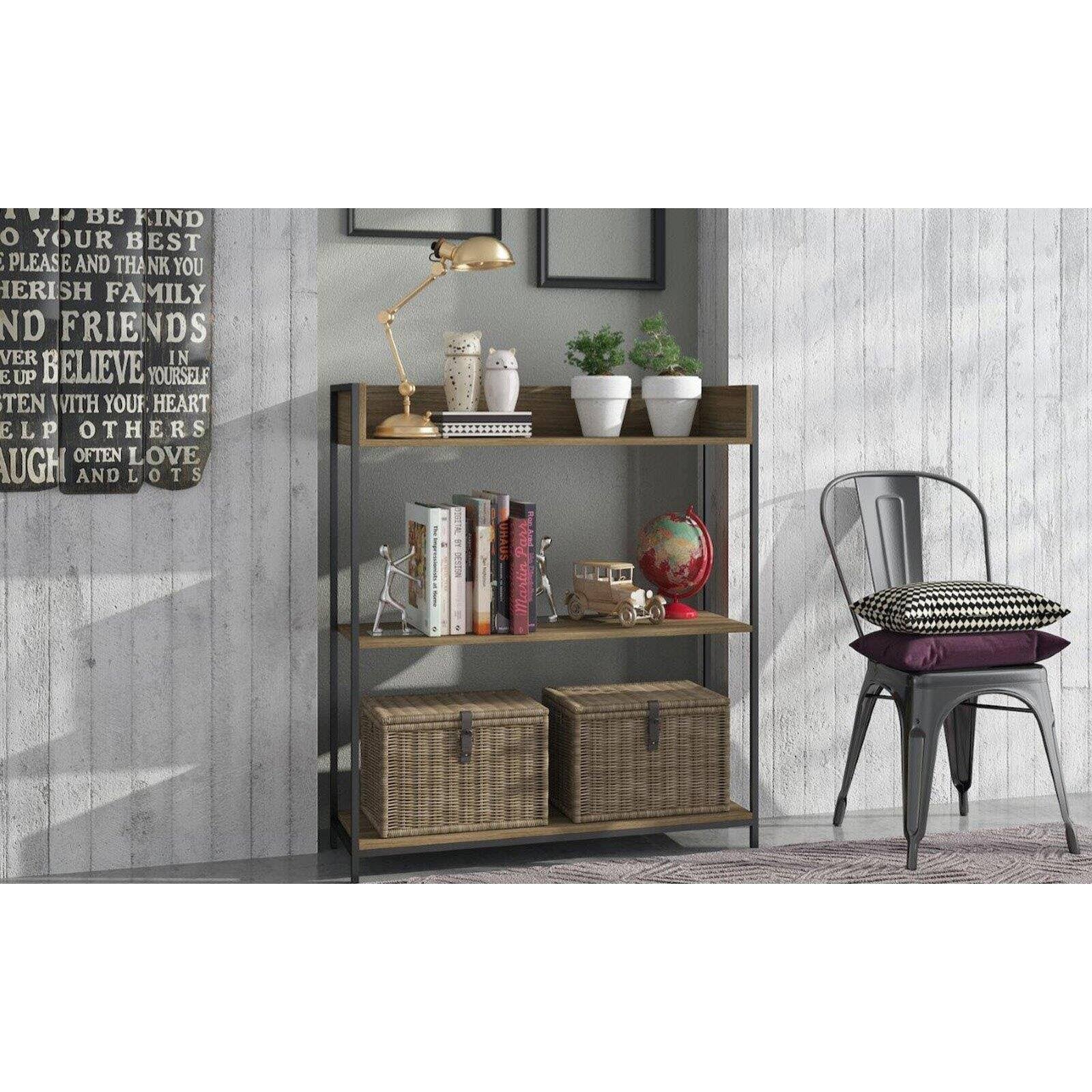 3 Shelves Dark Oak Bookcase D137533