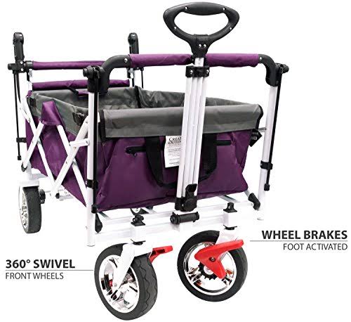 Magenta Push-Pull Folding Wagon with Canopy P930906