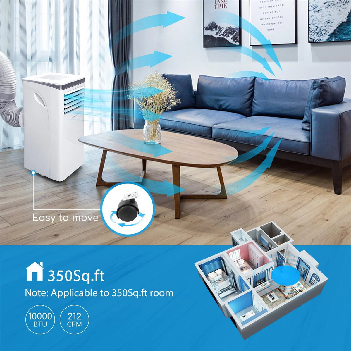 10000 BTU 3-in-1 Portable Air Conditioner with Remote Control and Window Kit Z473