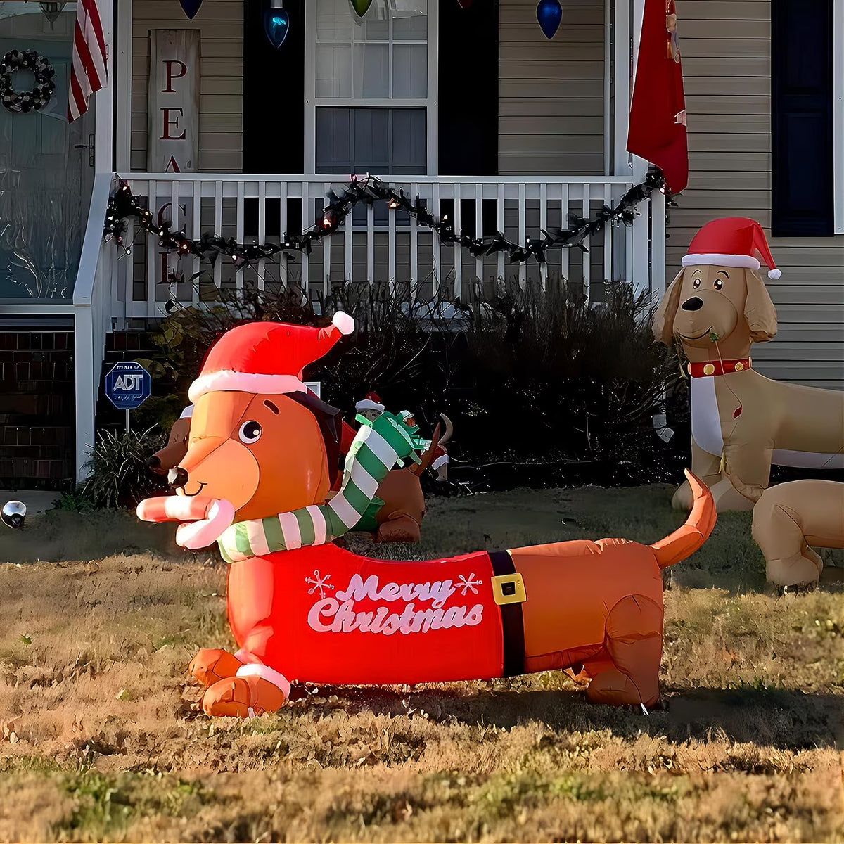 5.3 FT Christmas Inflatables Dachshund Dog with LED Lights F99656