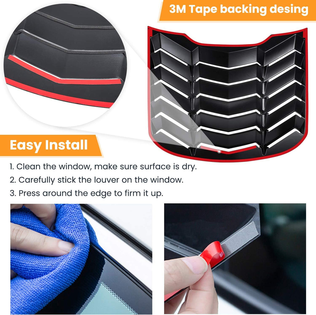 Rear Window Louver Sun Shade Cover Matte Black ABS L240831