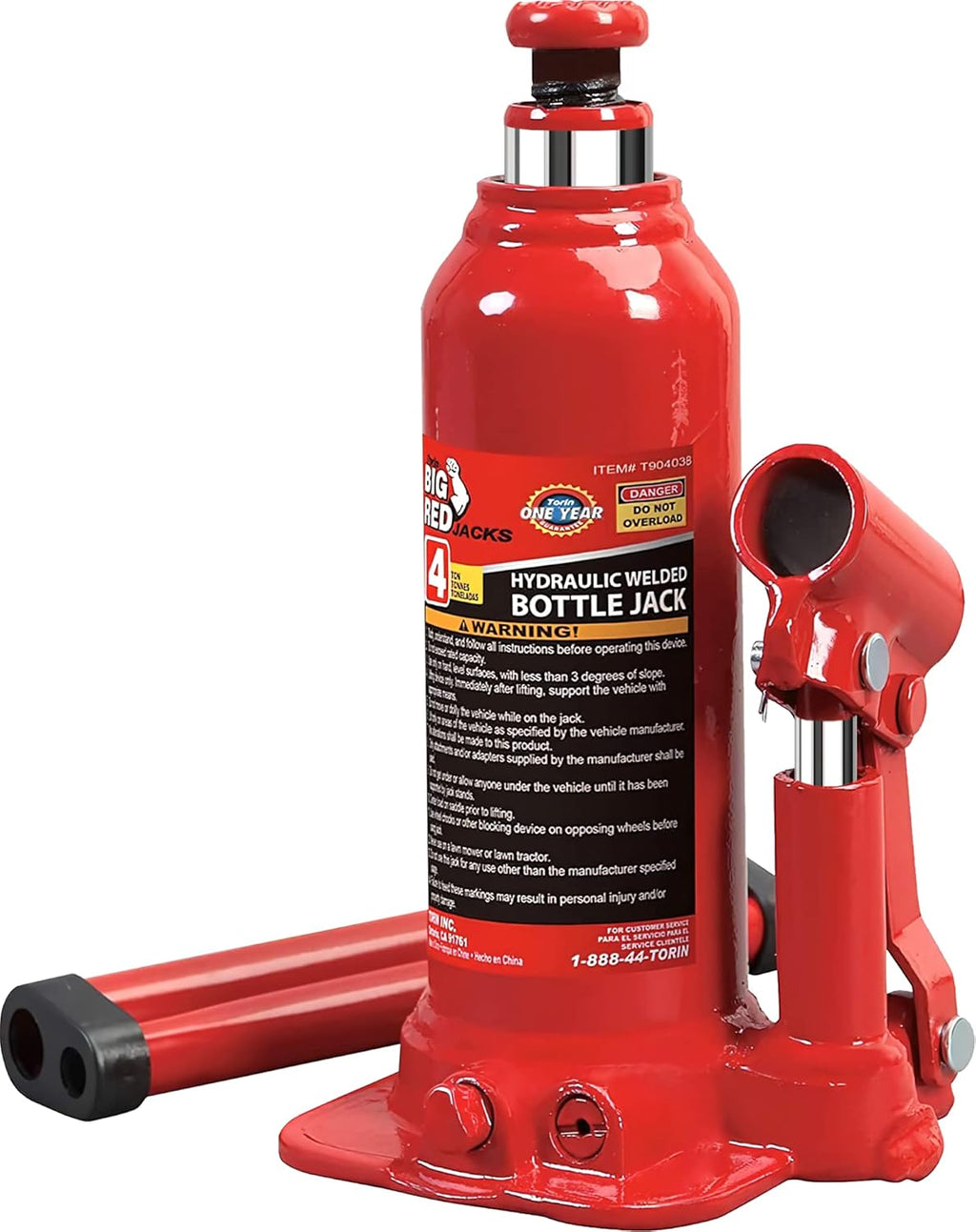 Hydraulic Welded Bottle Jack, 20 Ton Capacity, Red, Pack of 2 H80356
