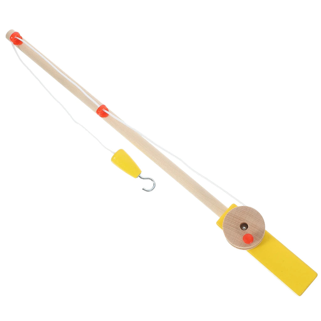 Set of 2 Fishing Rod Magnetic Hook Pole Kids Wooden Toddler Child F933