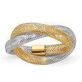 14k Two tone Gold Woven Mesh Stretch Ring Size 7.00 8mm Wide V686965