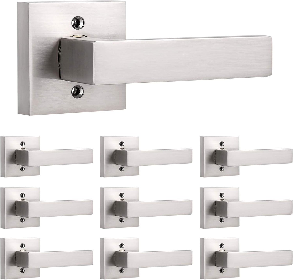 7 Pack Satin Nickel Square Reversible Passage Door Lever V409314