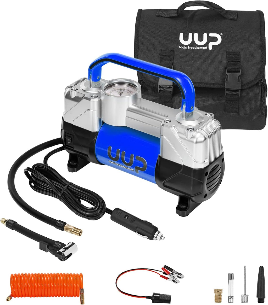 Portable Air Compressor Tire Inflator, Double Cylinders, 12V DC, Metal Air Pump, Pack of 2 V78383