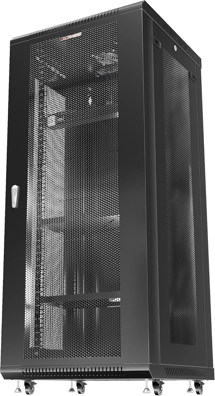 27 U Locking Wall Mount Server Rack Enclosure with Casters and Shelf F647370