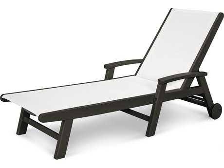 Coastal White and Navy Blue Sling Chaise D86804