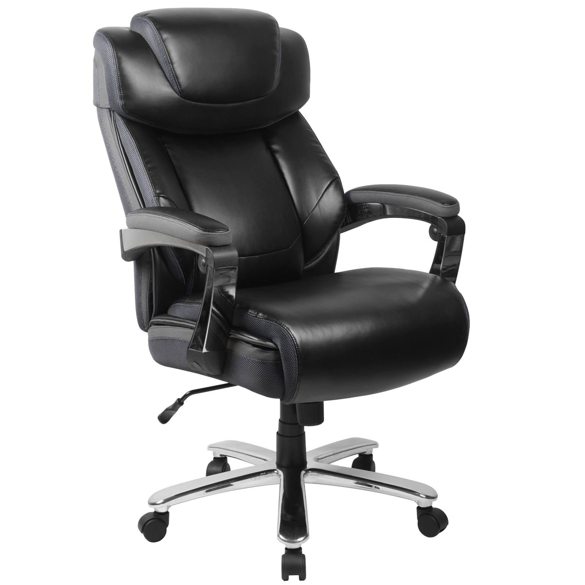 Black LeatherSoft Ergonomic Office Chair with Adjustable Headrest C2999