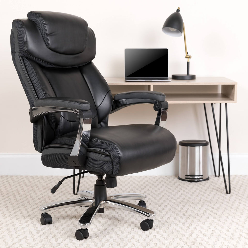 Black LeatherSoft Ergonomic Office Chair with Adjustable Headrest C2999