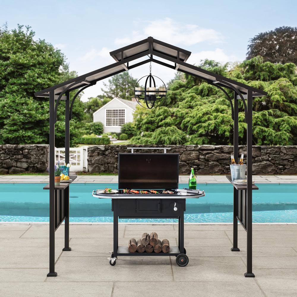 Brown Steel 2-Tier Grill Gazebo Hardtop Z94613