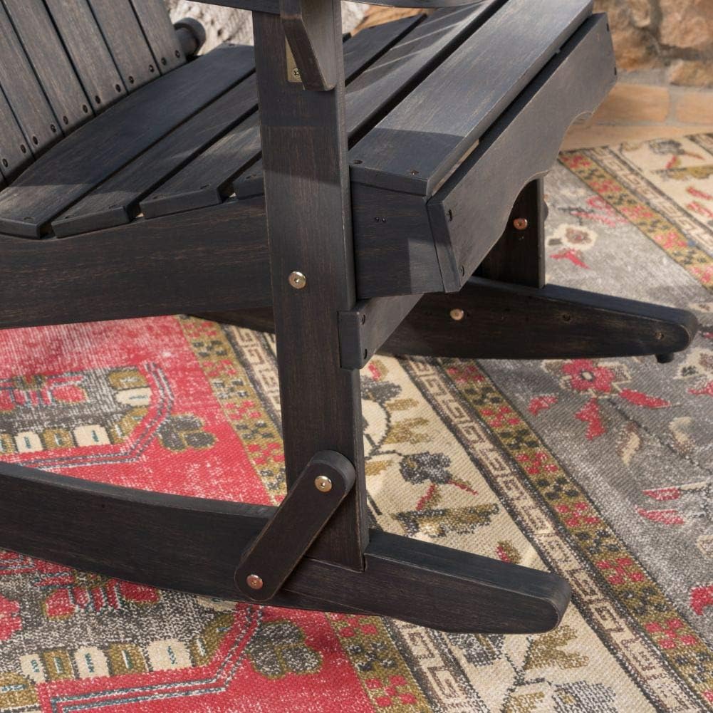 Dark Grey Acacia Wood Adirondack Rocking Chair U87299