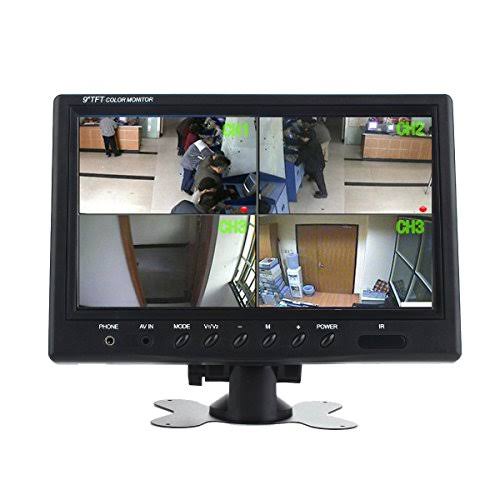 9 inch 16:9 HD 4 Split Quad Color TFT LCD Display Monitor Car Rear View Monitor T7867