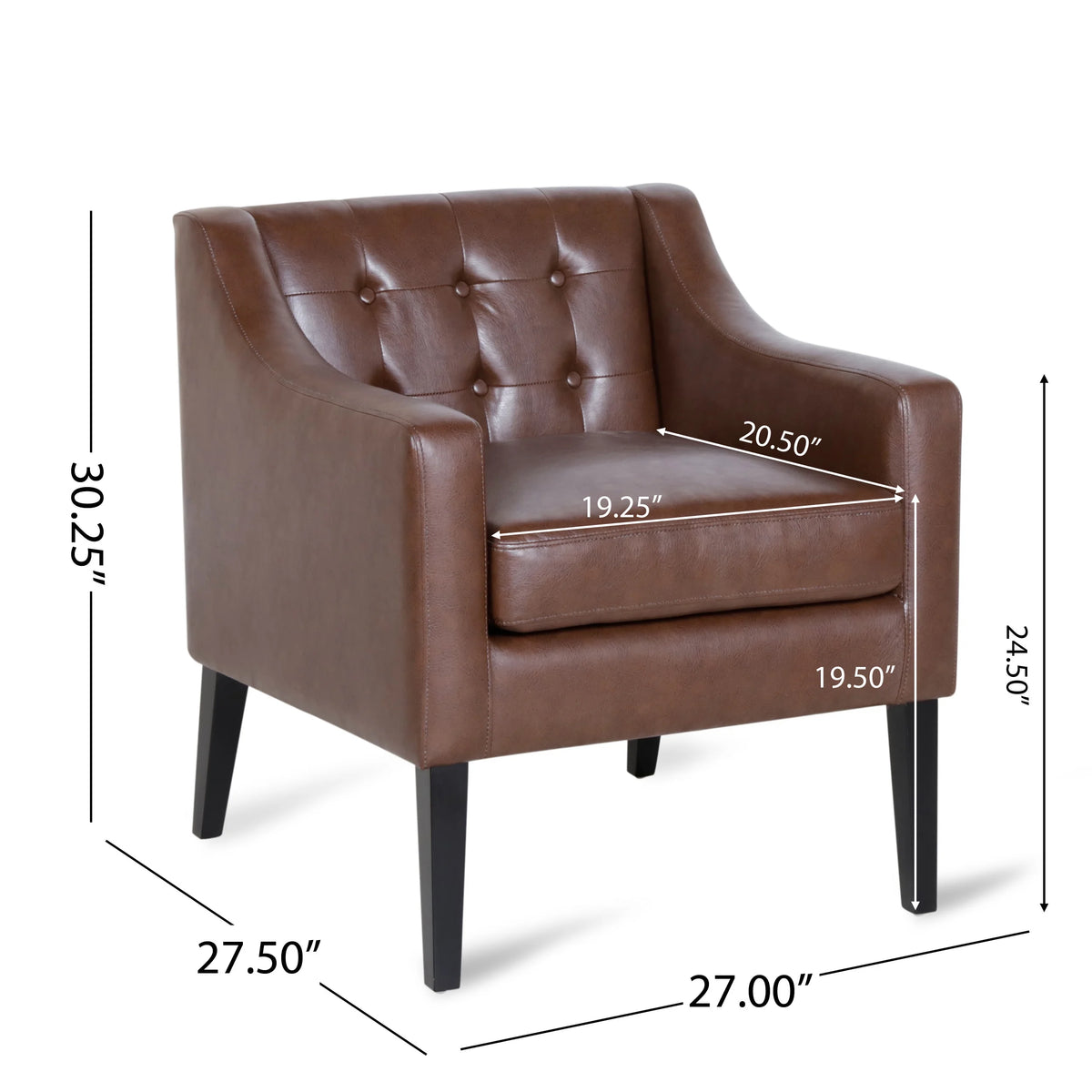 Dark Brown Faux Leather Club Chair R8962
