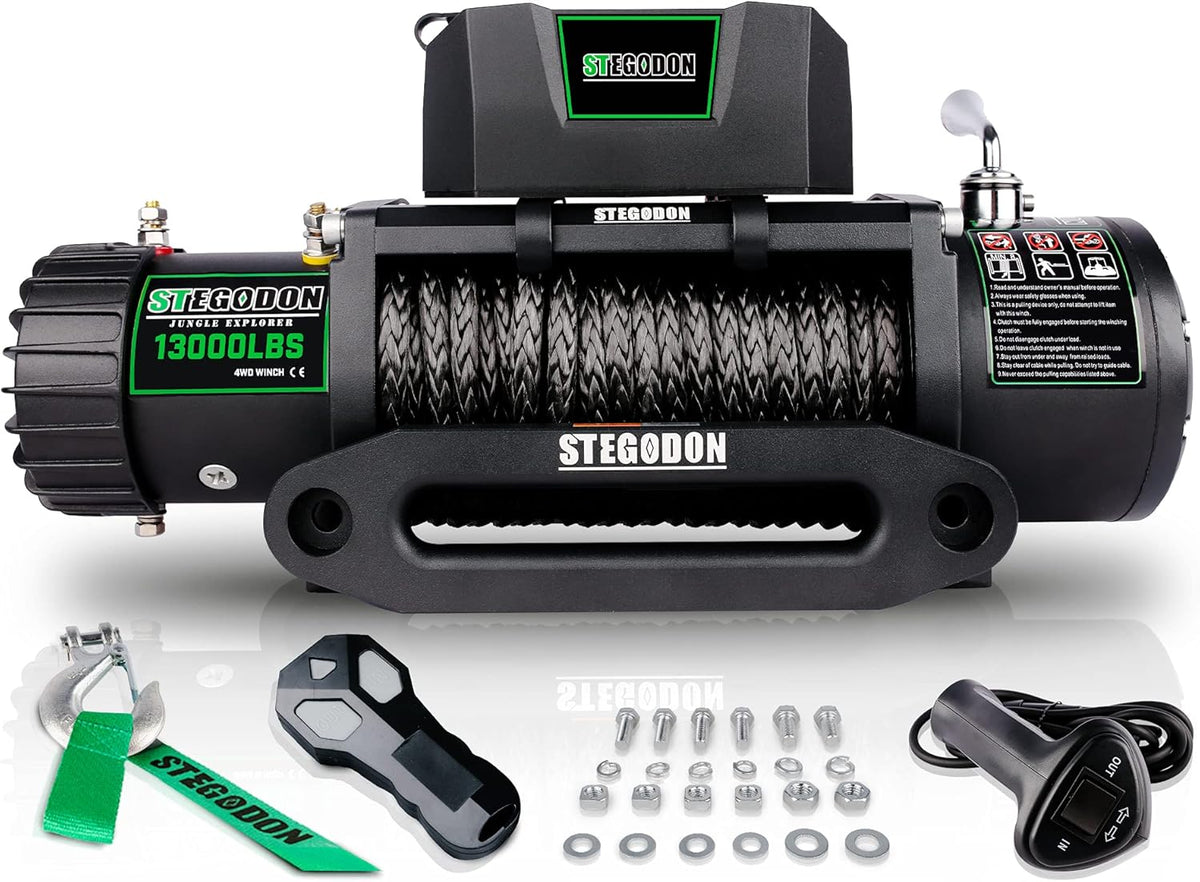 9500 lb. Load Capacity Waterproof IP67 Electric Winch with Hawse Fairlead, Synthetic Rope Winch P935817
