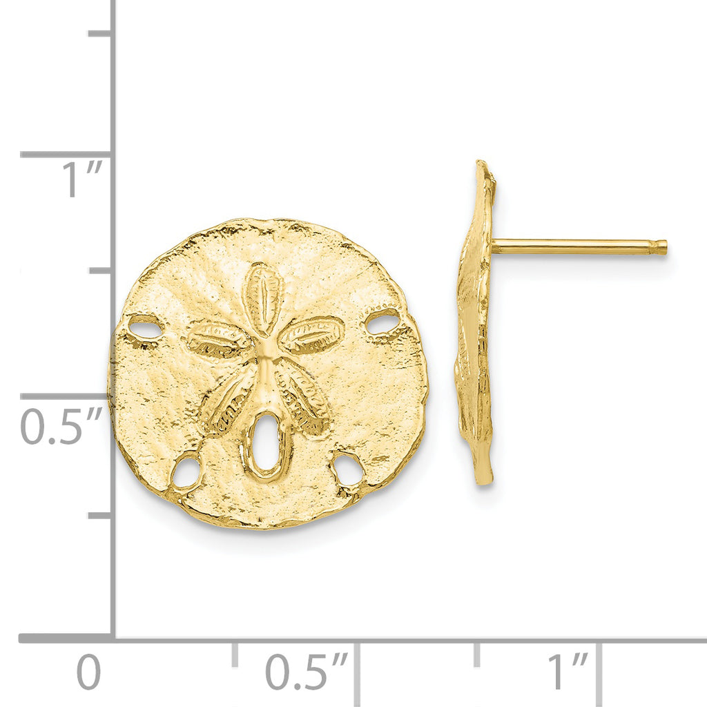 10K Yellow Gold Sanddollar Post Earrings L7478