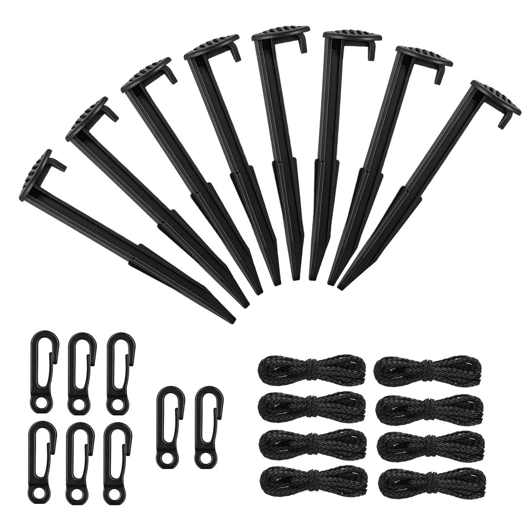 8 Sets Heavy Duty Tent Stakes Replacement Black Gardening Pegs J28041