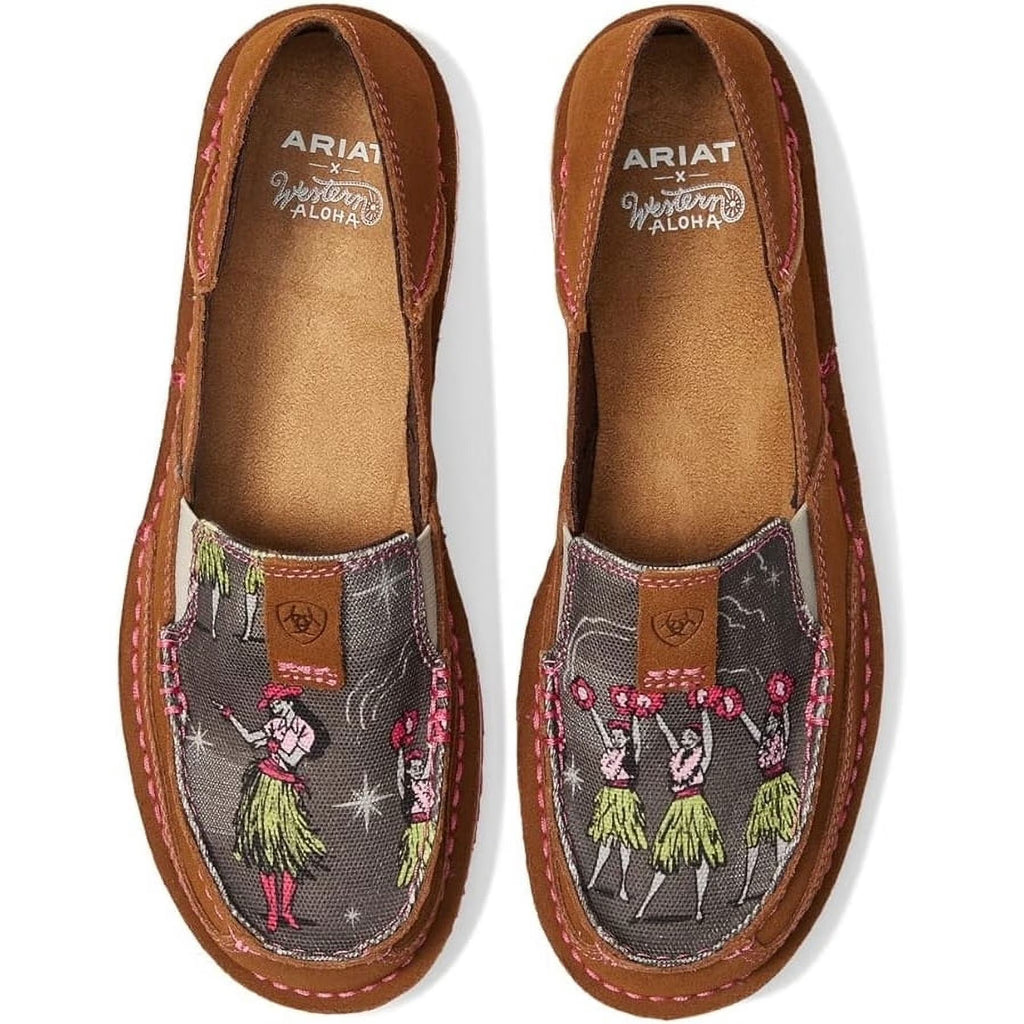 Women's Cruiser Western Aloha Boat Shoe, Nutty Bean/Hula Print, 10 10 NUTTY BEAN H593