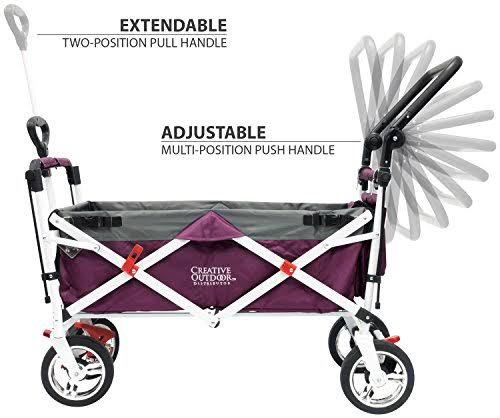 Magenta Push-Pull Folding Wagon with Canopy P930906