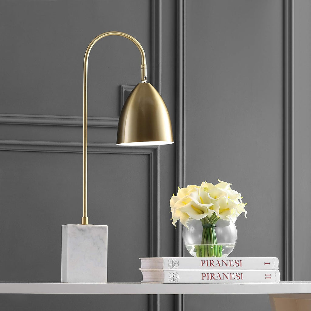 Gold Arched Metal Table Lamp with Marble Base C3951