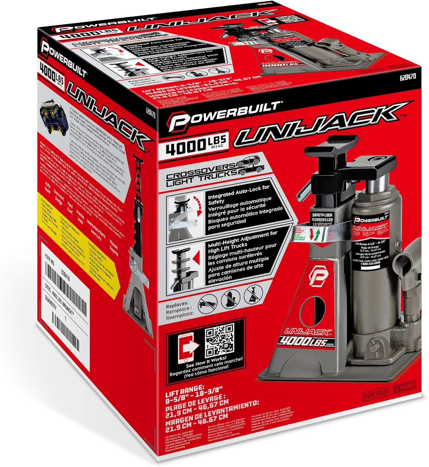 2 Ton Combination Hydraulic Bottle Jack / Jackstand W124