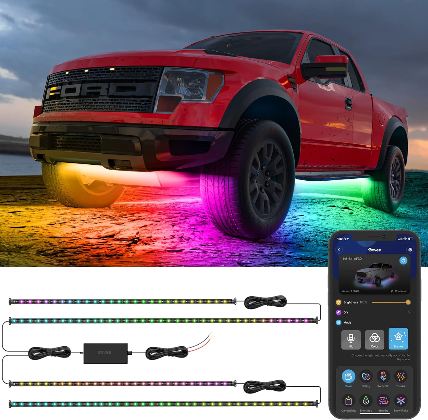 Smart Under Car Lights with App Control, RGBIC, Pack of 2 M880699