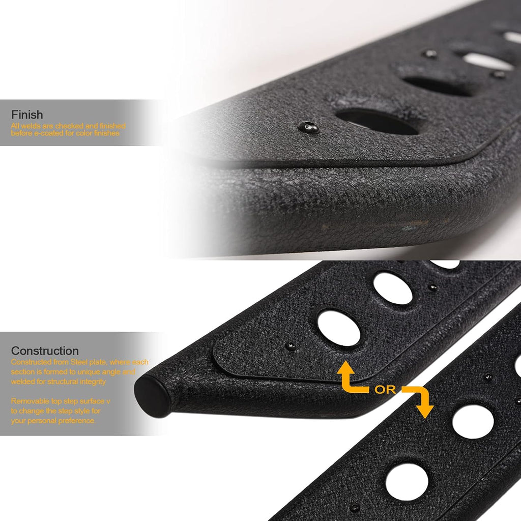 Textured Black Rock Slider Side Step Rails for Ram 1500 Crew Cab G826234