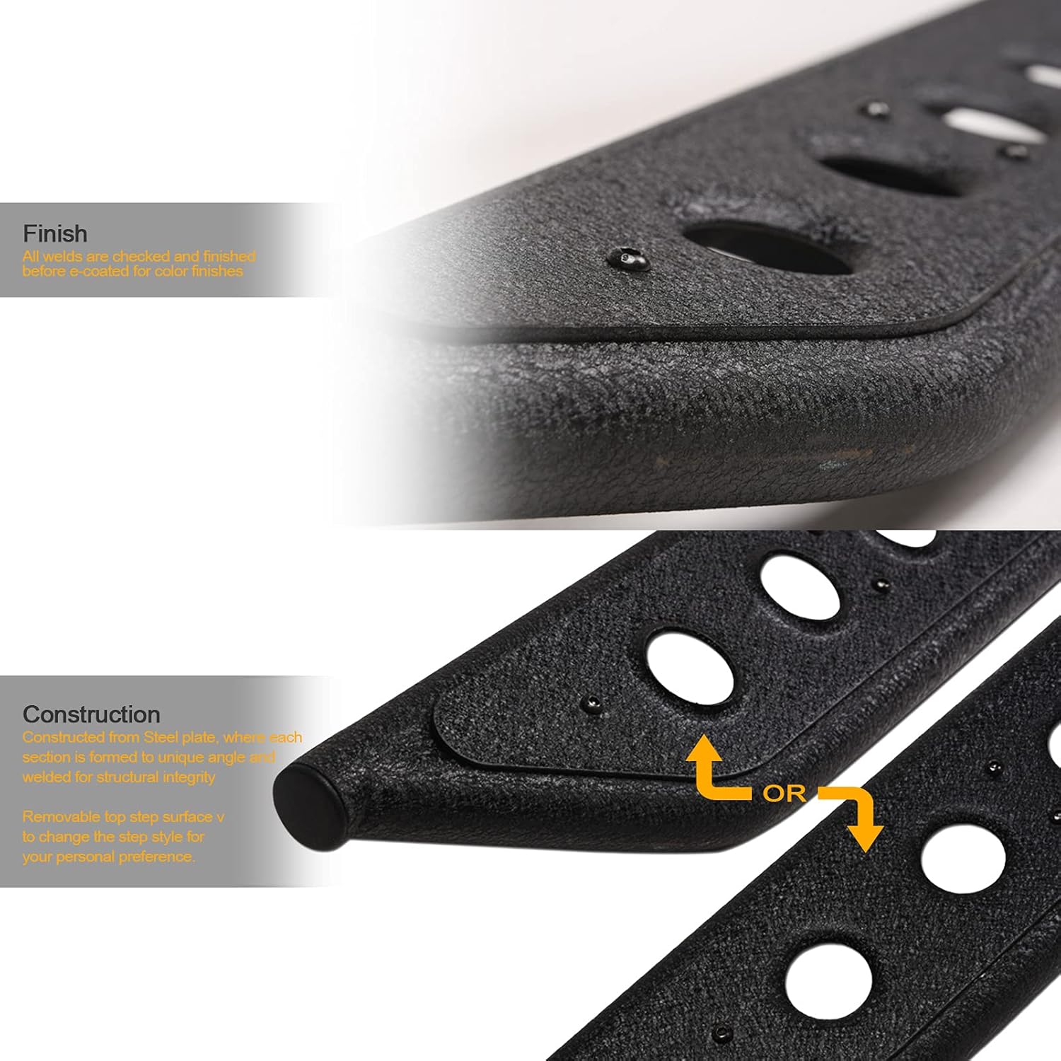 Textured Black Rock Slider Side Step Rails for Ram 1500 Crew Cab G826234
