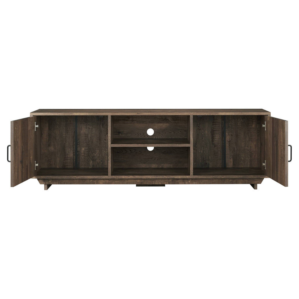 Rustic Reclaimed Oak Brown 63-inch TV Stand with Storage A316257