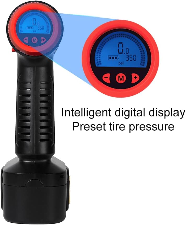 12V Cordless Car Tire Pump with Digital Pressure Gauge, LED Light, Rechargeable Battery Pack, Pack of 2 I26332