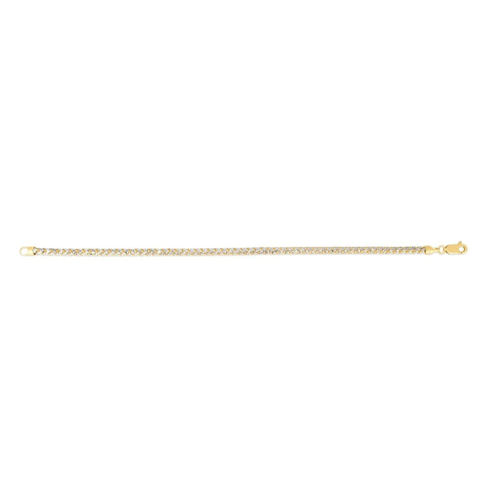 14K Two Tone Gold Pave Franco Chain Bracelet 8 Inches S88944