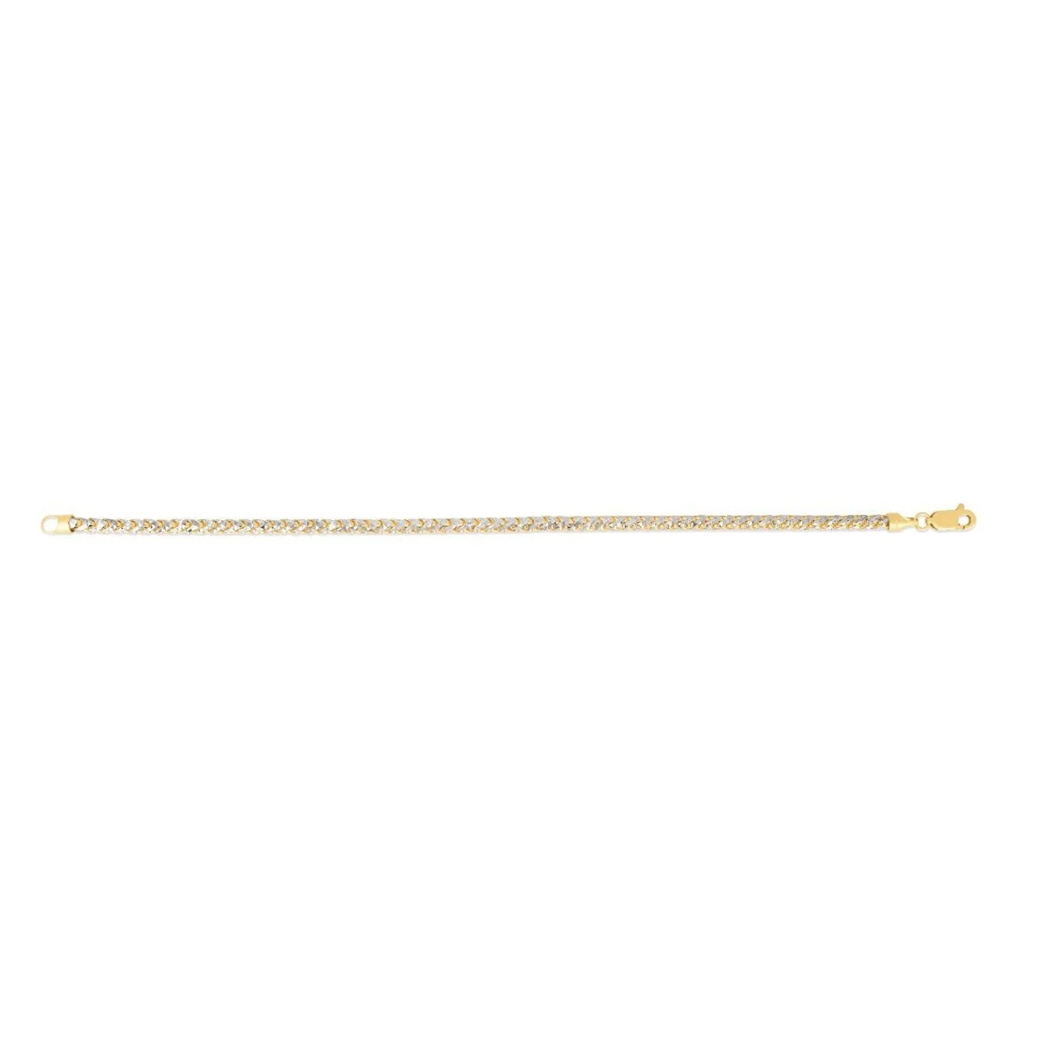 14K Two Tone Gold Pave Franco Chain Bracelet 8 Inches S88944