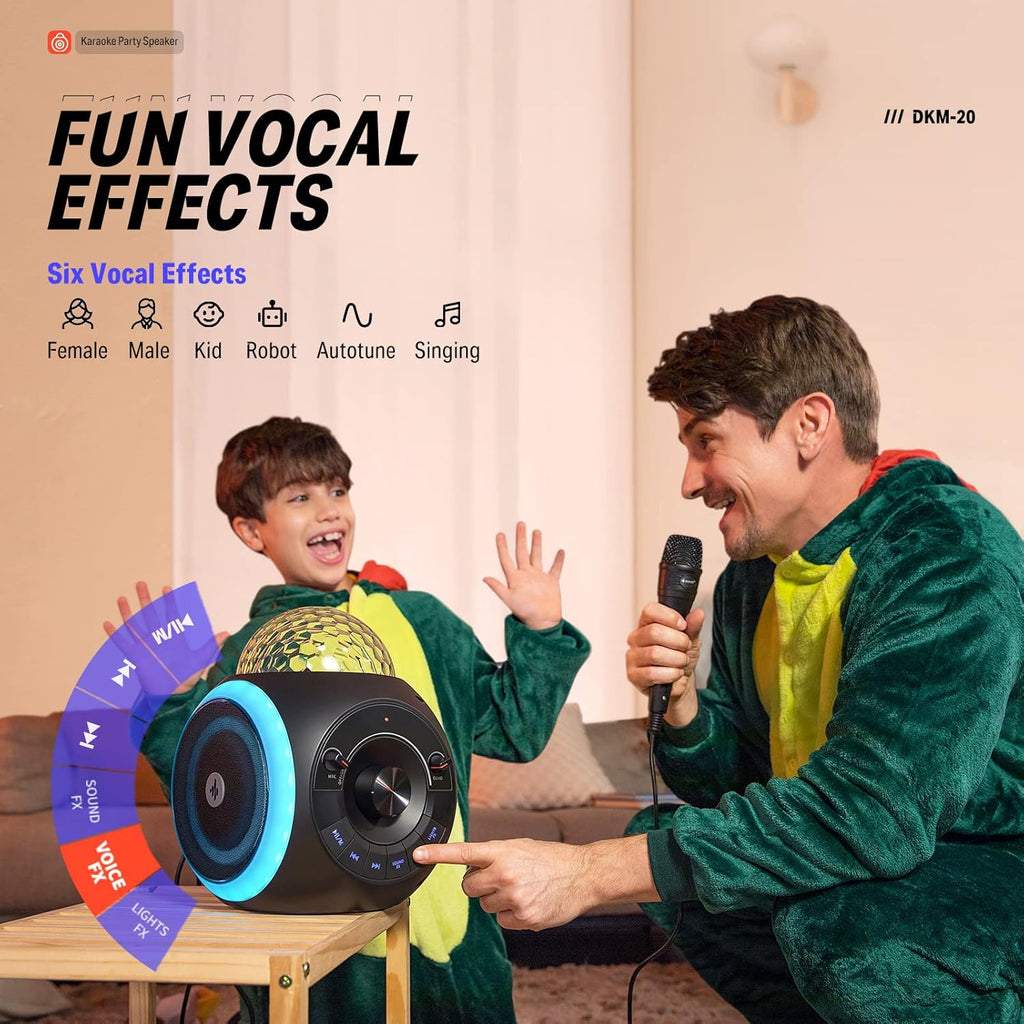 Portable Karaoke Machine Bluetooth PA Speaker System with Lights K5010