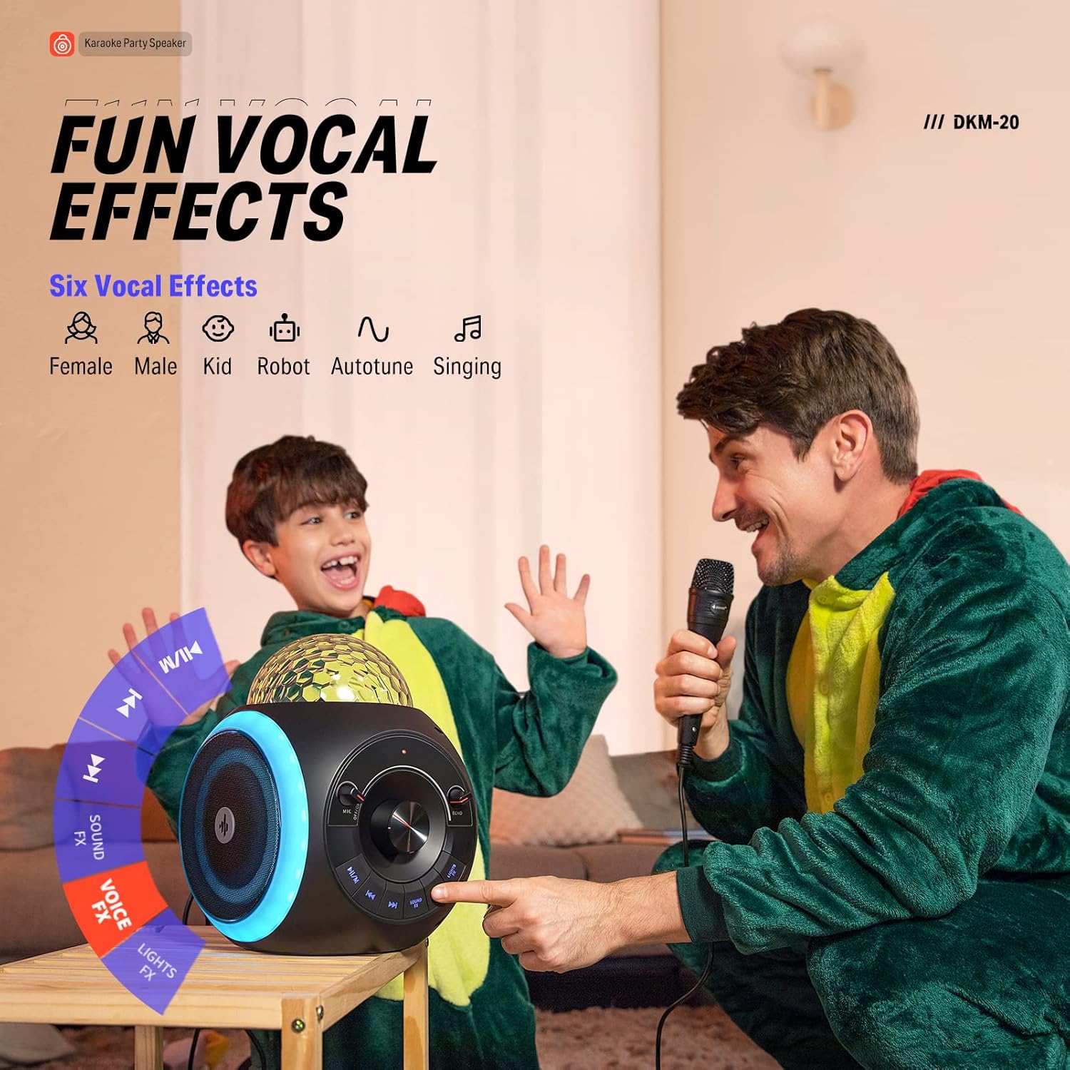 Portable Karaoke Machine Bluetooth PA Speaker System with Lights K5010