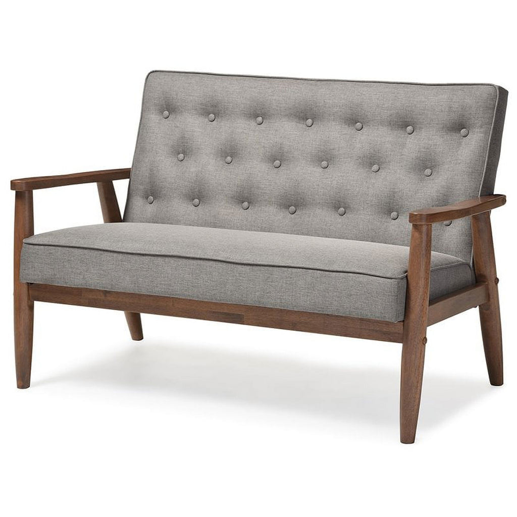 Gray Tufted Sofa Set with Loveseat B1169