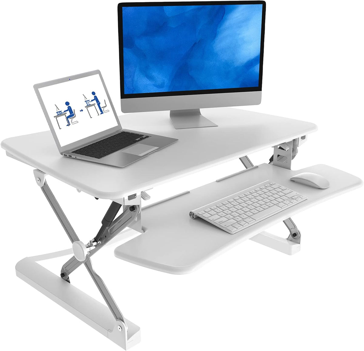 White Height Adjustable Standing Desk Converter W9408