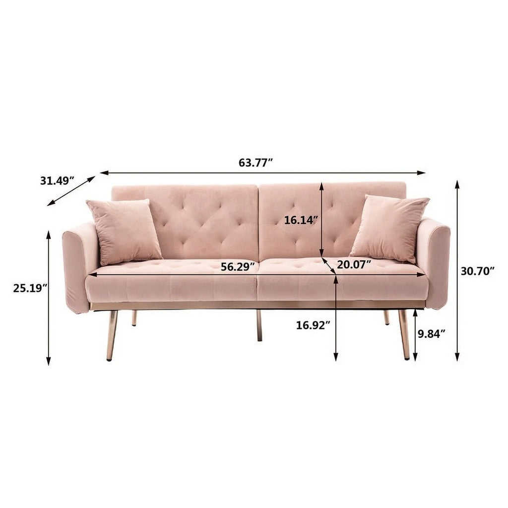 Pink Velvet Folding Sofa O867492