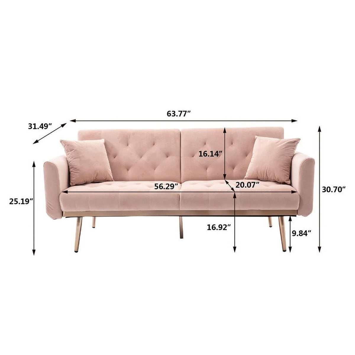 Pink Velvet Folding Sofa O867492
