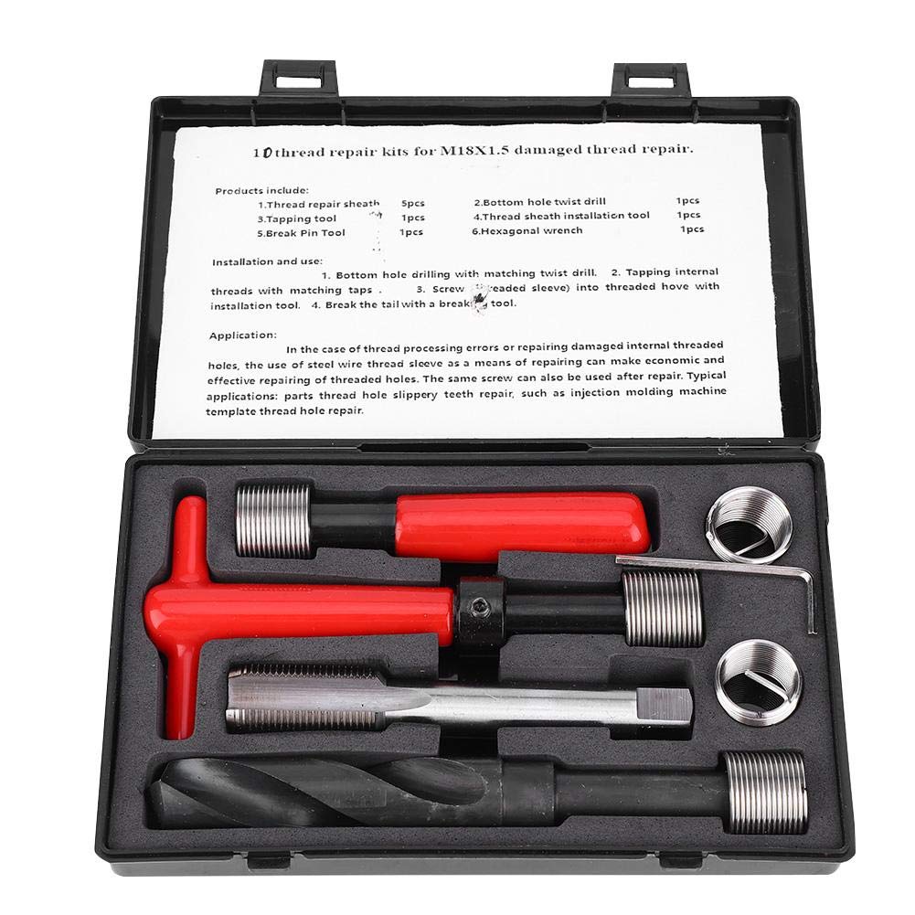 Thread Repair Kit, Metric M18x1.5mm Stainless Steel Insert Kit, Pack of 2 Q82317