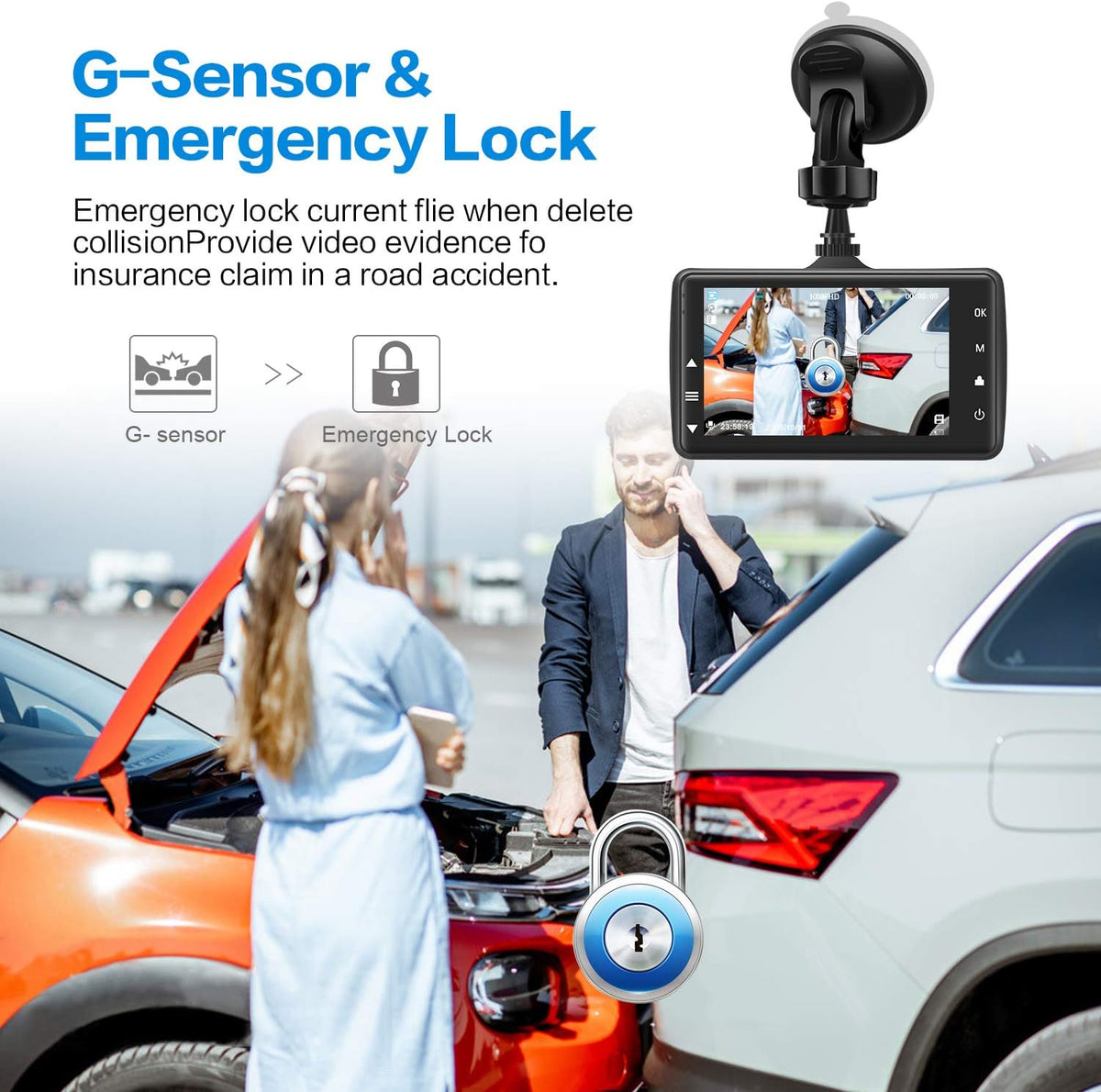 Dash Cam with 32G SD Card, 1080P FHD Car Driving Recorder 3'' IPS Screen 170° Wide Angle Dashboard Camera Aluminum Alloy Case, Parking Monitor Loop Recording Motion Detection Pack of 2 W231