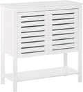 White Buffet Sideboard Storage Cabinet with Slat Double Doors Y58751