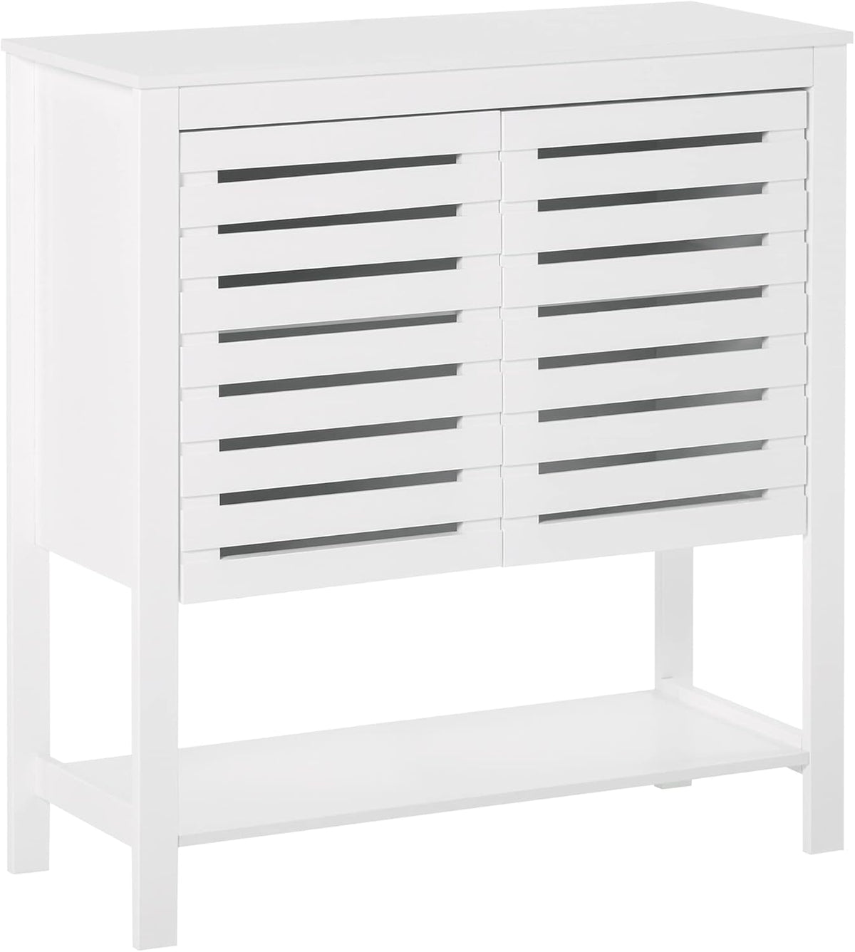 White Buffet Sideboard Storage Cabinet with Slat Double Doors Y58751